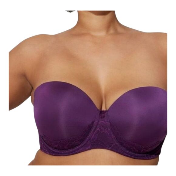 Torrid Curve Bombshell Everyday Strapless Push-Up Bra Convertible 46DD Purple - Picture 4 of 16